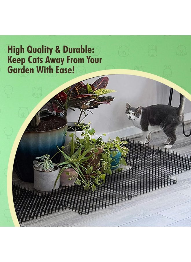 Homarden - Homarden Cat Scat Mat 6 Piece Set - 19 x 5 in - Cat Indoor/Outdoor Deterrent Pad - Dog and Cat Spike Mat Anti-dig for Garden - Cat Anti- Scratch Mat with 1 inch Plastic Spikes - Image 1