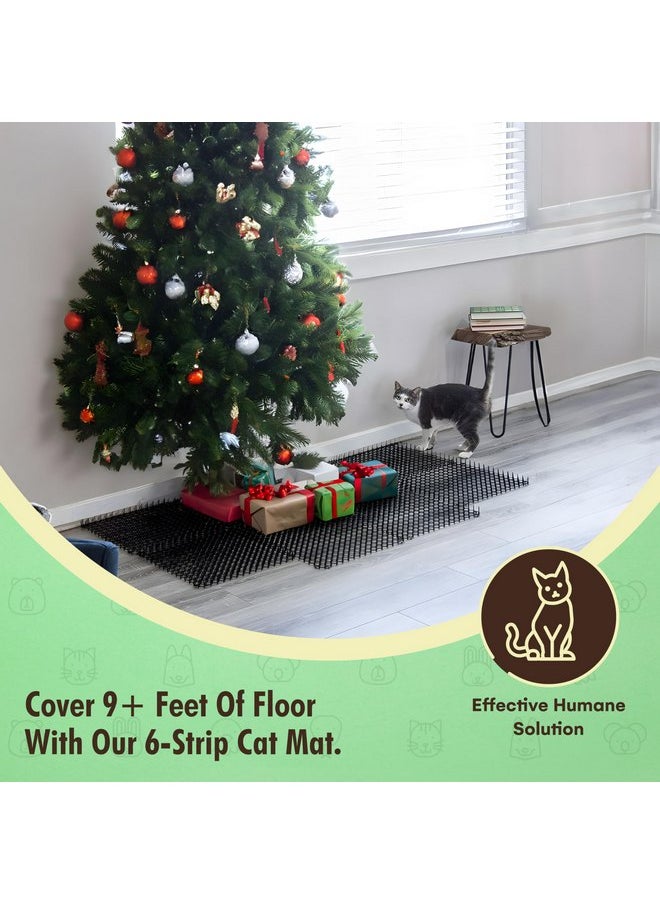 Homarden - Homarden Cat Scat Mat 6 Piece Set - 19 x 5 in - Cat Indoor/Outdoor Deterrent Pad - Dog and Cat Spike Mat Anti-dig for Garden - Cat Anti- Scratch Mat with 1 inch Plastic Spikes - Image 1
