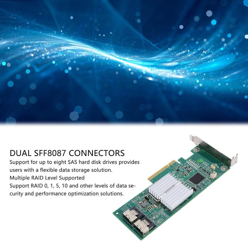 H310 IT Mode SAS Compatible RAID 0 1 5 10 Array Card, PCI Ex8 4Gb / S Dual SFF8087, 8 Ports Storage Controller for Expanded Data Safety - Image 3