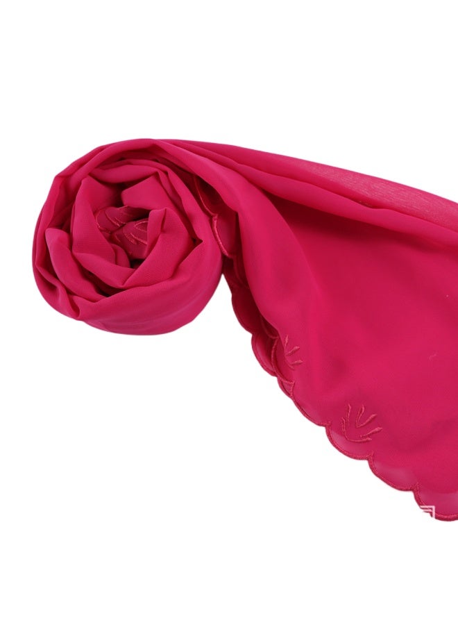 Four Sided Leaf Embroidered Plain Chiffon Square Scarf, Headscarf, Arabic Scarf - Image 1