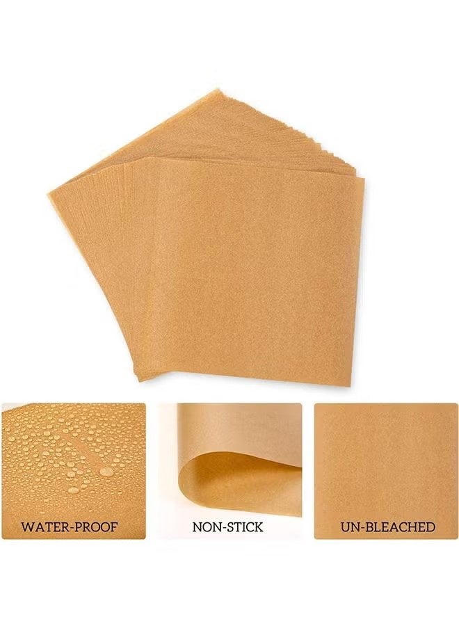 واي جيه ورق شمع برجر مربع بحجم 200 قطعة ورق، ورق شمعي مزدوج الوجهين غير مصقول وغير مبيض، ورق شمعي لتخزين الحلوى المنفصلة فطيرة باتي (بني) - Image 3