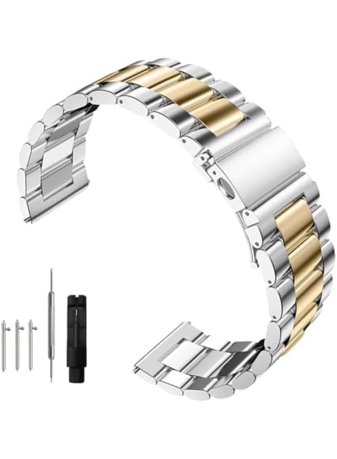 Quick Release Stainless Steel Watch Band Matte Brushed Metal Watchband 20mm Universal Solid Stainless Steel Metal Smartwatch Bracelet Replacement Band for Men Women - Image 1