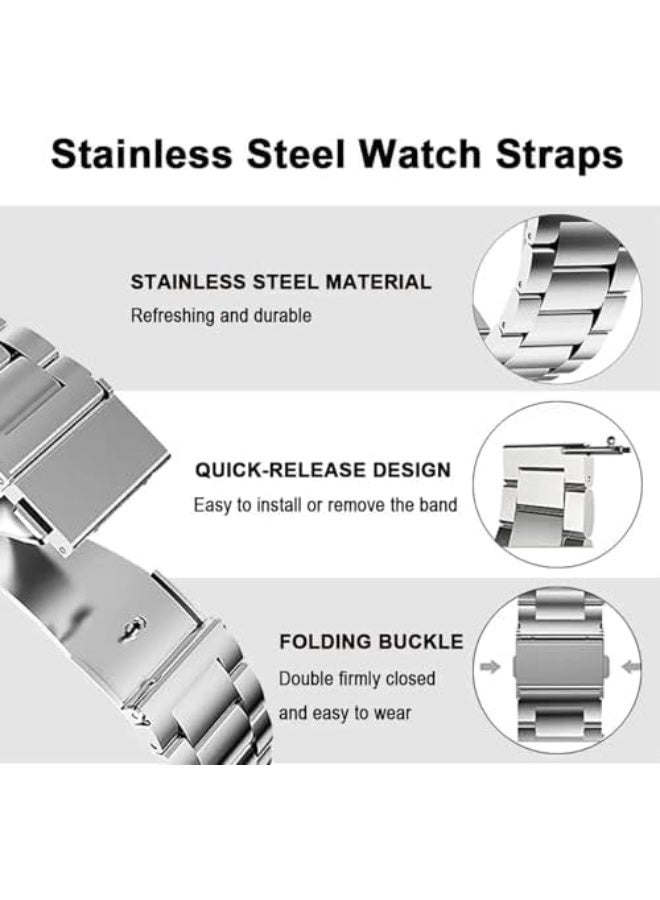Quick Release Stainless Steel Watch Band Matte Brushed Metal Watchband 20mm Universal Solid Stainless Steel Metal Smartwatch Bracelet Replacement Band for Men Women - Image 5