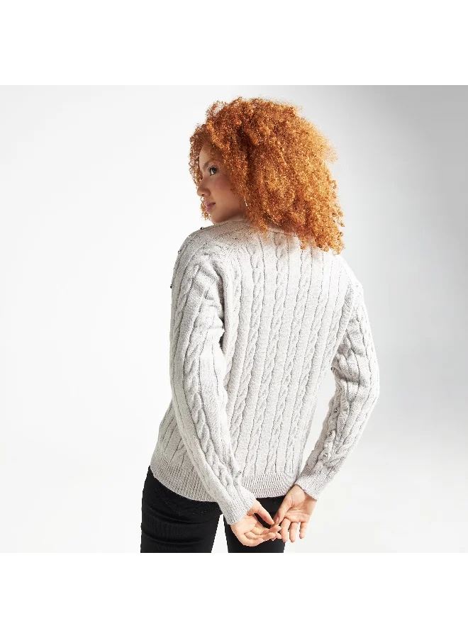 Splash FAV Embellished V-neck Cardigan with Long Sleeves