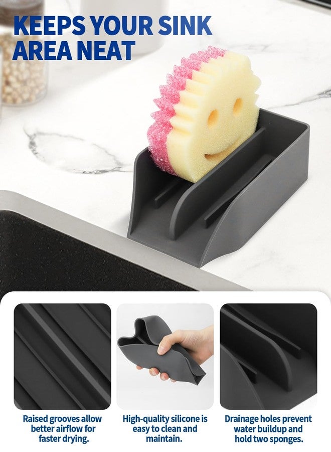 AMAZYC-US Smiley Face Sponge Holder for Scrub Daddy Kitchen Sink with Drain Spout, Sponge Holder, Large Soap Dish, Sink Caddy Organizer, Dishwasher Safe, Kitchen Accessories - Image 3
