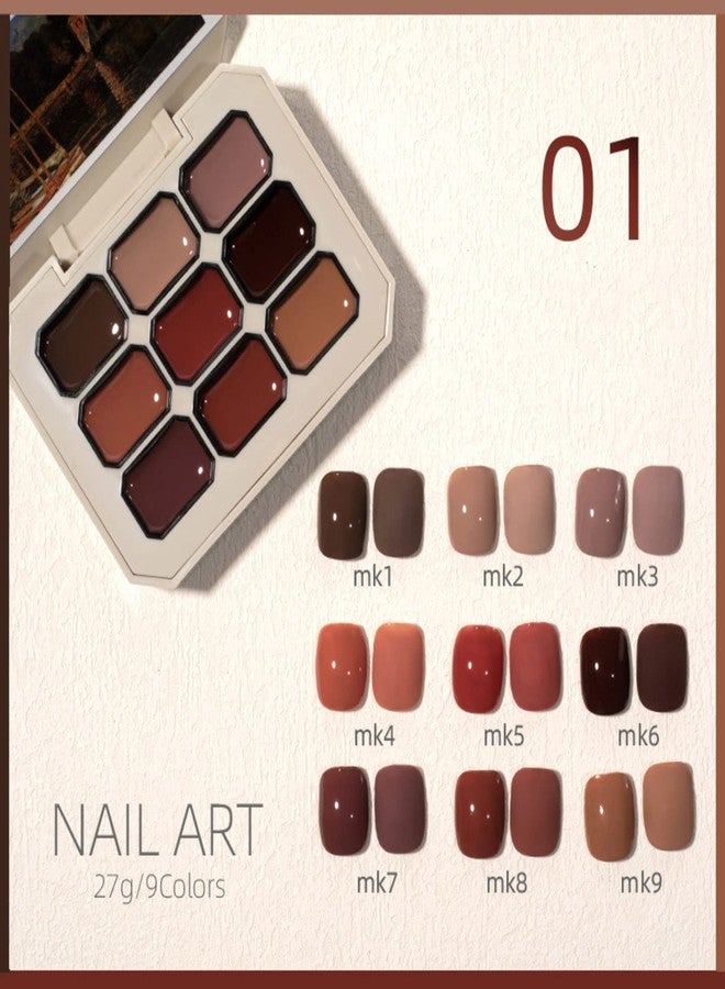 FantasyDay Solid Cream Gel Polish Set,9 Colors Gel Nail Polish Palette Brown Red Solid Gel Polish Manicure Nail Art Kit Soak Off Portable Gift for Mom/Girls/Friend DIY Home - Image 2