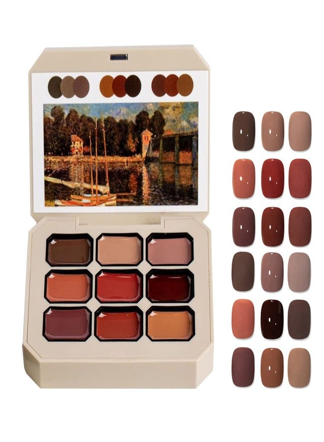 FantasyDay Solid Cream Gel Polish Set,9 Colors Gel Nail Polish Palette Brown Red Solid Gel Polish Manicure Nail Art Kit Soak Off Portable Gift for Mom/Girls/Friend DIY Home - Image 1