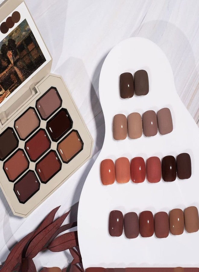 FantasyDay Solid Cream Gel Polish Set,9 Colors Gel Nail Polish Palette Brown Red Solid Gel Polish Manicure Nail Art Kit Soak Off Portable Gift for Mom/Girls/Friend DIY Home - Image 4