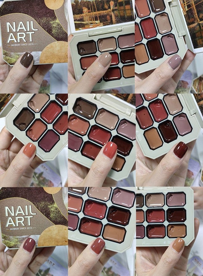 FantasyDay Solid Cream Gel Polish Set,9 Colors Gel Nail Polish Palette Brown Red Solid Gel Polish Manicure Nail Art Kit Soak Off Portable Gift for Mom/Girls/Friend DIY Home - Image 5