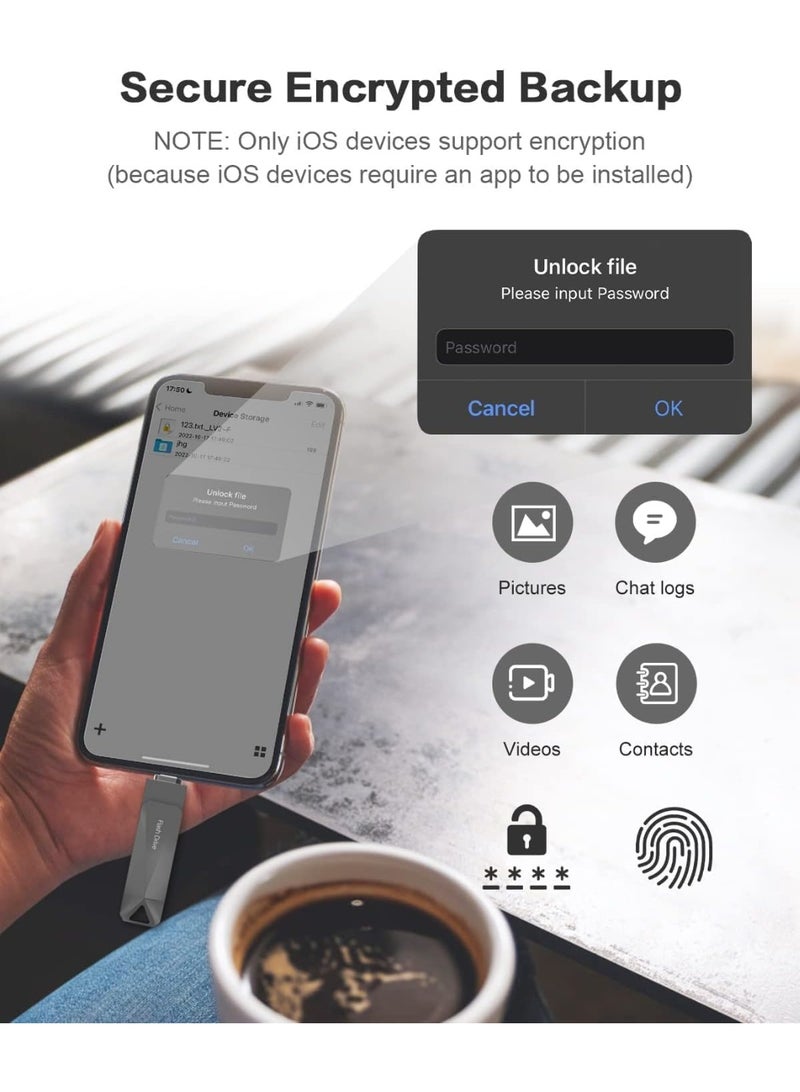 محرك أقراص فلاش 4 في 1 سعة 1 تيرابايت - تخزين الصور لأجهزة iPhone/Android - محرك أقراص مزدوج ممتاز لأجهزة الكمبيوتر المحمولة والأجهزة اللوحية | محركات أقراص فلاش محمولة USB 3.0 - هارد تخزين صور للايفون والاندرويد - Image 2