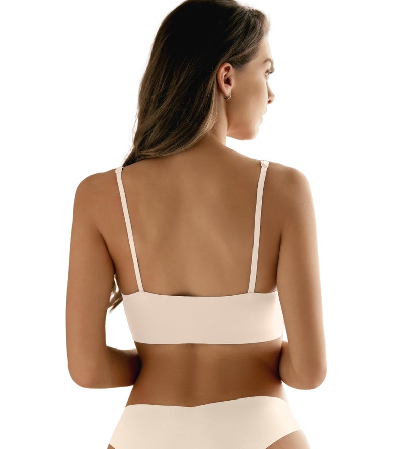 DEANGELMON Seamless Bras for Women V Neck Padded Bra Adjustable Straps Bralettes Everyday Sleeping Bra Multiple Pack(3P17,M) - Image 4