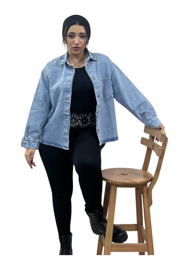 Casual Long Sleeves Denim Jacket - Image 1