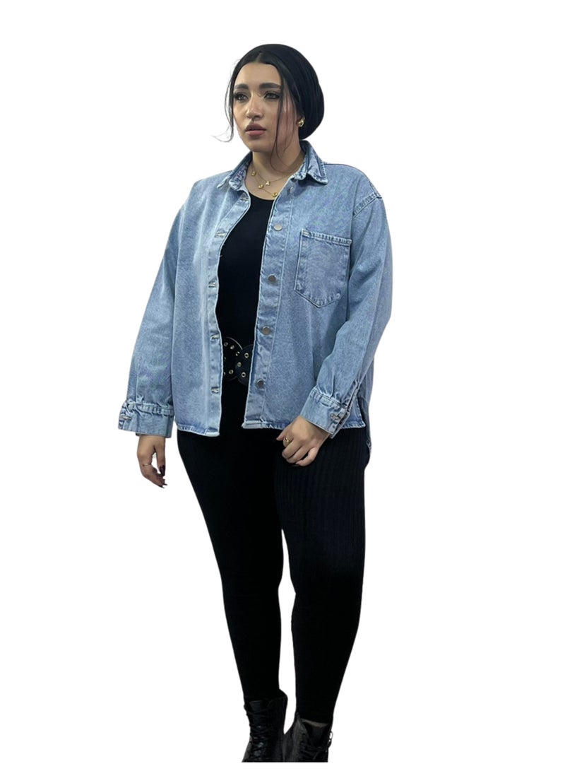 Casual Long Sleeves Denim Jacket - Image 4