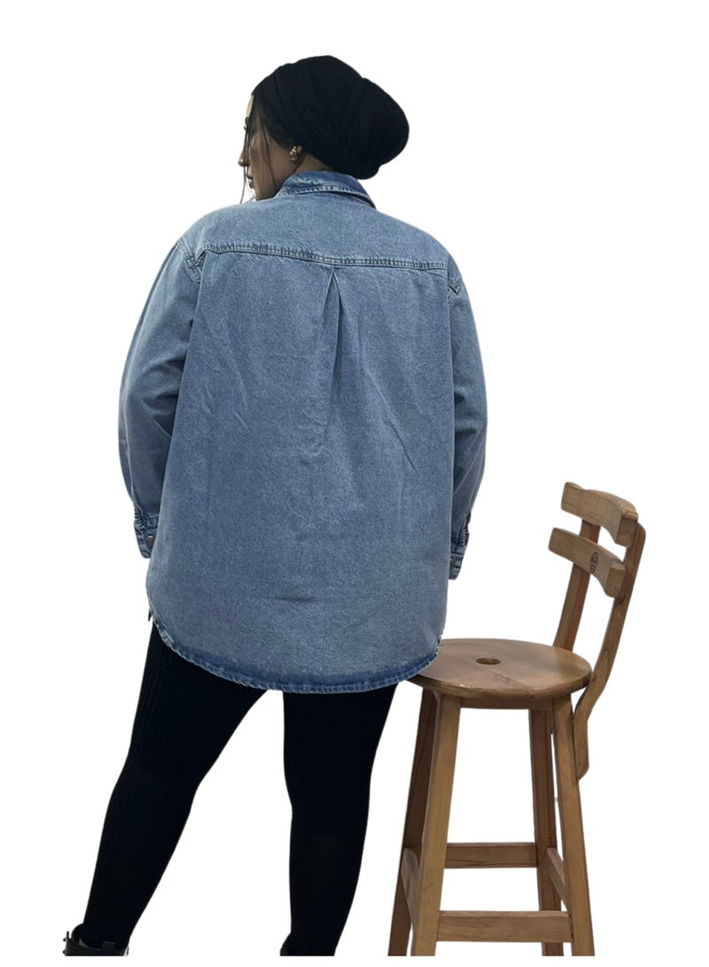 Casual Long Sleeves Denim Jacket - Image 3