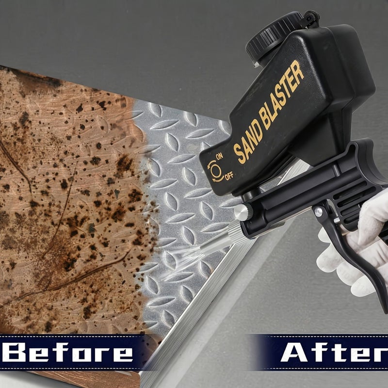 مسدس الرملي المحمول 90 PSI باللون الأحمر مع 3 موصلات متوافق مع ضاغط الهواء لإزالة الصدأ والطلاء - Image 4