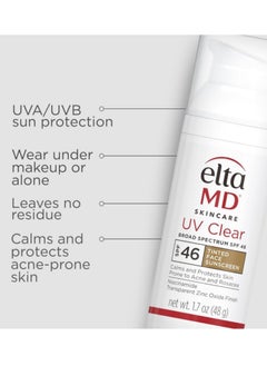 EltaMD EltaMD UV Clear Tinted Face Sunscreen, SPF 46 Oil- Free Tinted Sunscreen with Zinc Oxide, Dermatologist Recommended Sunscreen, 1.7 oz Pump  - Image 3