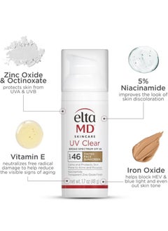 EltaMD EltaMD UV Clear Tinted Face Sunscreen, SPF 46 Oil- Free Tinted Sunscreen with Zinc Oxide, Dermatologist Recommended Sunscreen, 1.7 oz Pump  - Image 4