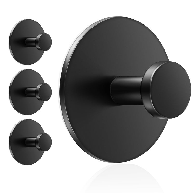 bussdis Multifunctional Towel Hooks for Bathroom Wall Extra Sticky Stainless Holds up to 12LB Coat Hooks Wall Hooks Adhesive Door Holder Hanger Shower Accessories Matt Black Heavy Duty