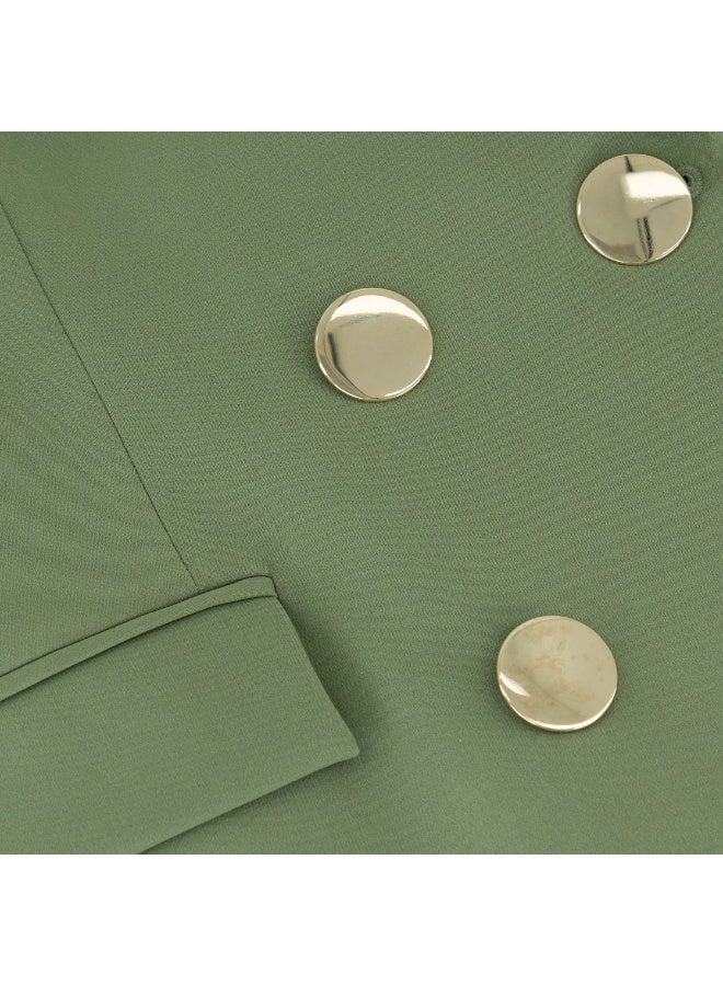 Business Talk Boutique Green Buttoned Blazer for Women – Tailored Button Front Blazer, Formal Office & Smart Casual Wear, Green, Available in Sizes 46, 48 & 50 - Image 3