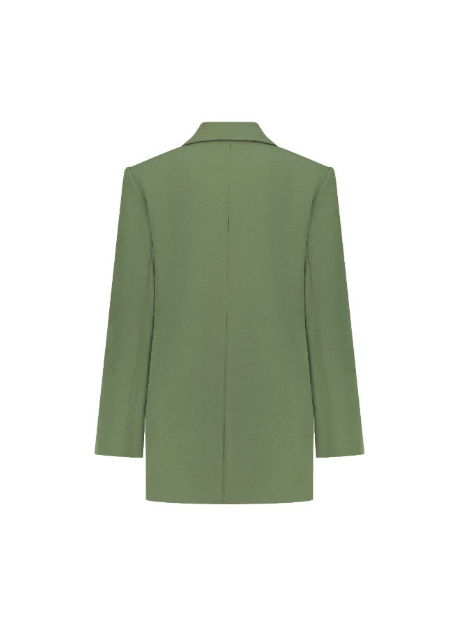 Business Talk Boutique Green Buttoned Blazer for Women – Tailored Button Front Blazer, Formal Office & Smart Casual Wear, Green, Available in Sizes 46, 48 & 50 - Image 2