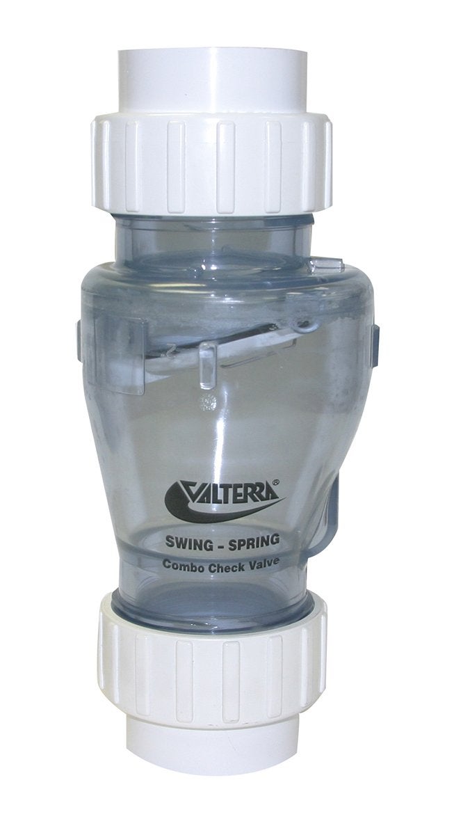 Valterra 200-CU20 PVC Swing/Spring Combination Check Valve, Clear, 2" Union - Image 1