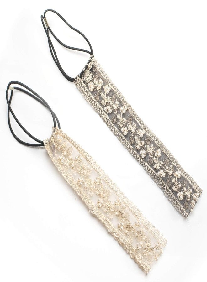 BeeSpring Elastic Ribbon Classic Headbands , Elegent Luxury Handmade Crystal Rhinestone Jewelry Beads Bridal Wedding Evening Pageants Proms Birthday Gift Headband Satin Ribbon Hiarband Headwrap Hair (black) - Image 3