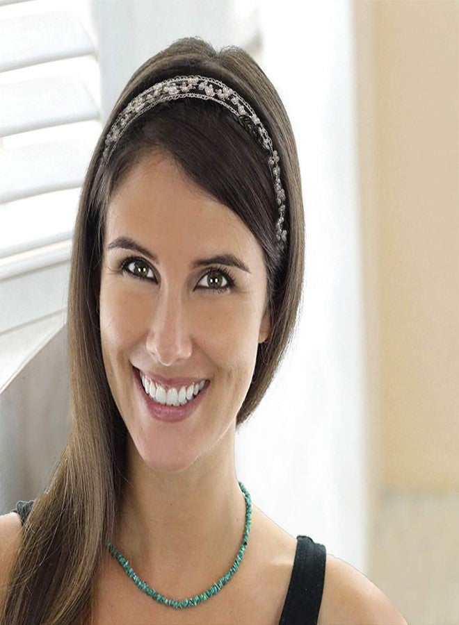 BeeSpring Elastic Ribbon Classic Headbands , Elegent Luxury Handmade Crystal Rhinestone Jewelry Beads Bridal Wedding Evening Pageants Proms Birthday Gift Headband Satin Ribbon Hiarband Headwrap Hair (black) - Image 5