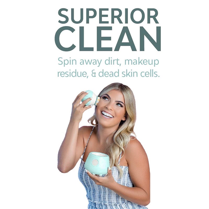 Tao Clean Ona Diamond Orbital Facial Brush and Cleansing Station â€“ Robin's Egg Blue â€“ Electric Face Cleansing Brush with Ergonomic Handle, Dual Speed Settings, 2 Piece Set, (BA-0201-RBE-US) - Image 5