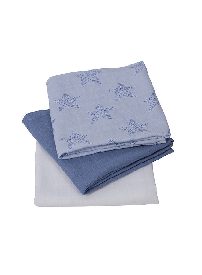 Clevamama 3 Piece Muslin Cloth Set Super Soft Bamboo And Cotton Blue - Image 1