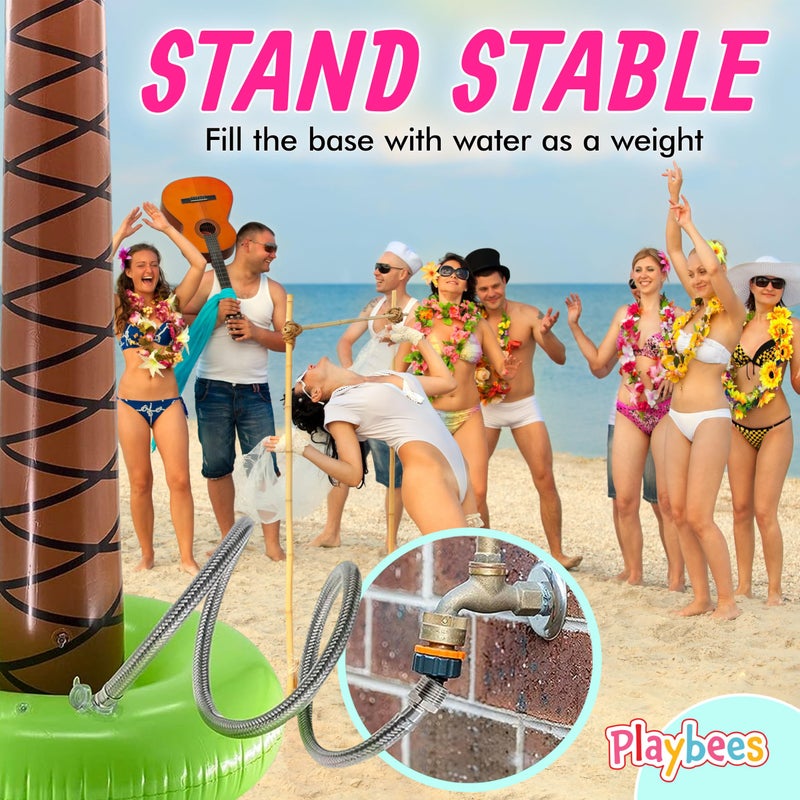Playbees Giant Inflatable Palm Tree 6 Foot - 4PK - Beach Party Decorations for Summer Luau Themed Pool Party, Tropical Hawaiian Blow Up Palm Tree Favors - Poolside Ambiance, Easy Inflation - Image 5