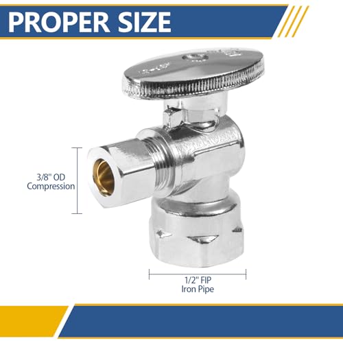 GUOFIS Angle Stop Valve12 FIP Iron Pipe x 38 Compression Chrome Angle Shutoff Valve with 14 Turn Pack of 10VALVE05410Pack - Image 3