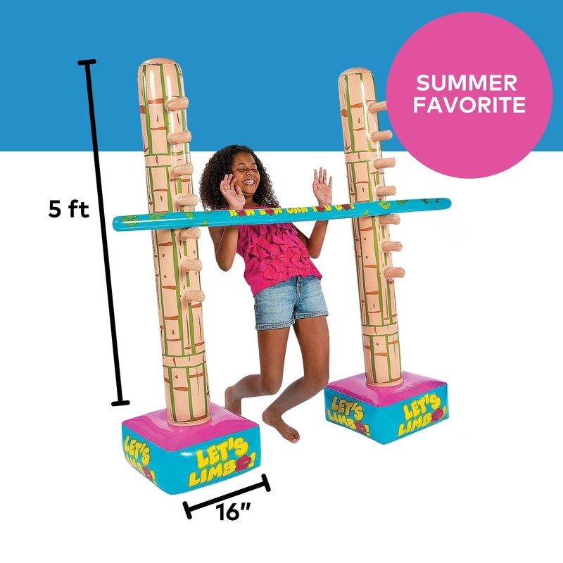 Fun Express Limbo Game for Kids and Adults - 5 Feet Tall Adjustable Carnival Games Set for Birthday Party Games | Outdoor Games for Pool Party, Luau Games & Field Day Activities | 3-Piece Vinyl Kit - Image 3