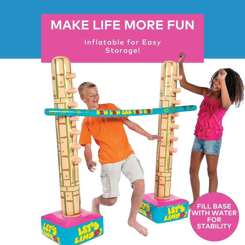Fun Express Limbo Game for Kids and Adults - 5 Feet Tall Adjustable Carnival Games Set for Birthday Party Games | Outdoor Games for Pool Party, Luau Games & Field Day Activities | 3-Piece Vinyl Kit - Image 2