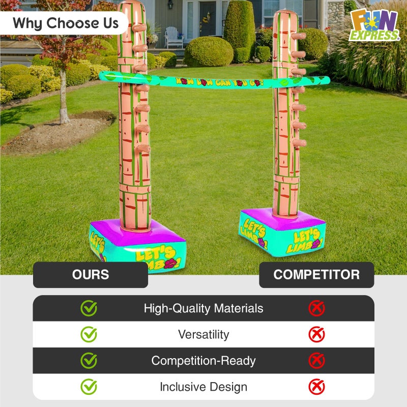 Fun Express Limbo Game for Kids and Adults - 5 Feet Tall Adjustable Carnival Games Set for Birthday Party Games | Outdoor Games for Pool Party, Luau Games & Field Day Activities | 3-Piece Vinyl Kit - Image 5