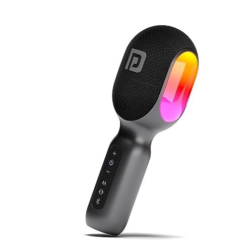 Portronics Dash 2, 2400-2480 MHz Wireless Bluetooth Karaoke Mic with 10W Speaker,Upto 10 Hour Playtime, Dynamic RGB Lights, Music Recording, Duet Singing, Mini Karaoke Machine for Car Travel - Image 1