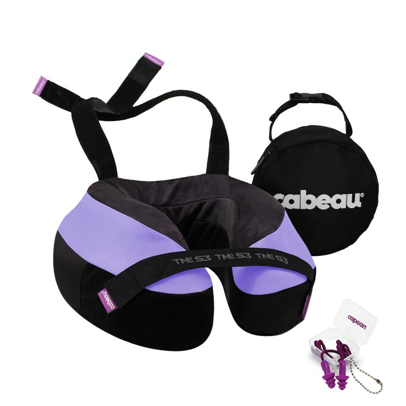 Cabeau Cabeau The Neck's Evolution, TNE S3 Travel Neck Pillow Memory Foam Airplane Pillow - Neck Pillow with Attachment Straps - 360-Degree Support for Travel, Home, Office, and Gaming (Paris Lavender)  - Image 1