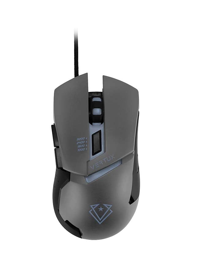 VERTUX Dominator Quick Response Ergonomic Gaming Mouse upto 3200 DPI Grey - Image 1