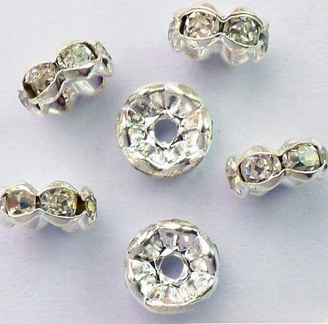 Generic Silver Gold Plated Rhinestone Spacers 4-12mm Silver-plated edge 