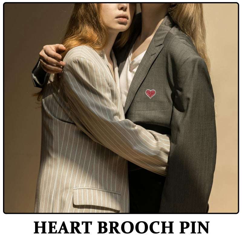 Heart Brooch Pins, Rhinestone Embellished for Elegant Outfits, Secure Clasp Design - Image 3