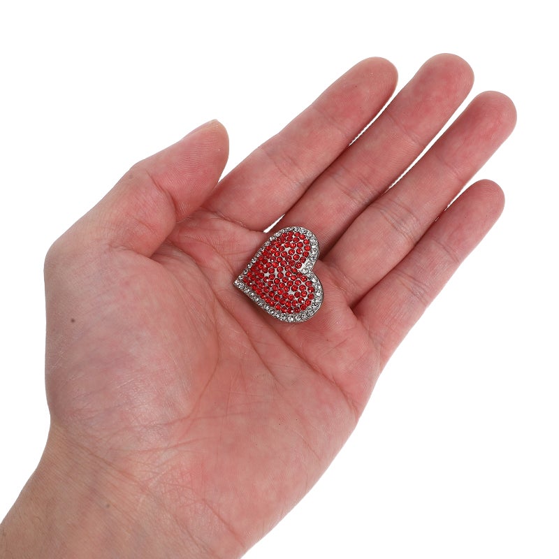Heart Brooch Pins, Rhinestone Embellished for Elegant Outfits, Secure Clasp Design - Image 4