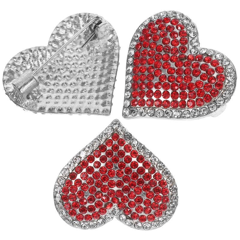 Heart Brooch Pins, Rhinestone Embellished for Elegant Outfits, Secure Clasp Design - Image 5