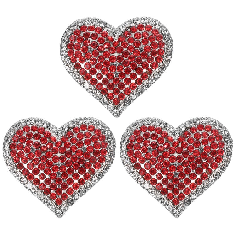 Heart Brooch Pins, Rhinestone Embellished for Elegant Outfits, Secure Clasp Design - Image 1
