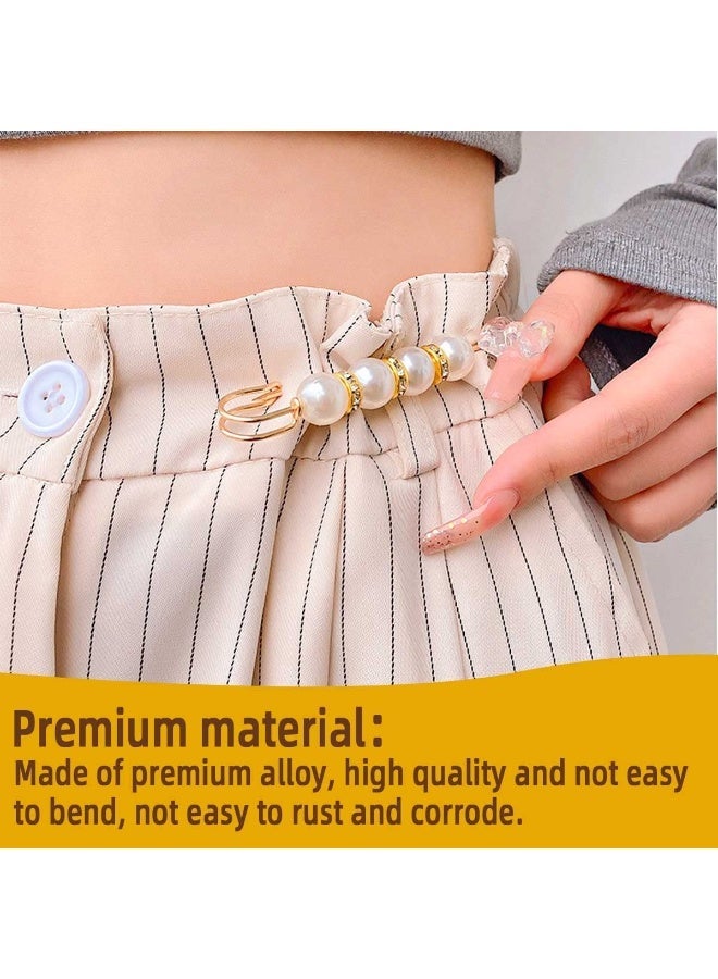 5 Pieces Pearl Brooch Safety Pins for Clothes Safety Pin for Women Fashion Sweater Shawl Collar Dresses Cardigan Clips Faux Crystal Pearl Brooches Set for Girls Jewelry Decoration Accessories (Gold) - Image 3