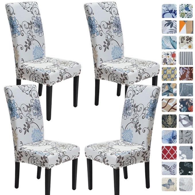 Chair Covers for Dining Room Set of 4 Stretch Dining Chair Cover Washable Spandex Kitchen Parsons Chair Slipcovers Removable Seat Protector for Home or Party 4 Pack FLORAL5