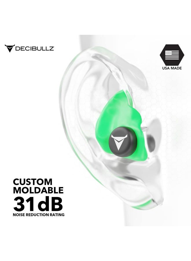 Decibullz Custom Molded Earplugs, 31dB Highest NRR, Comfortable Hearing Protection for Shooting, Travel, Work and Concerts (Green)… - Image 4
