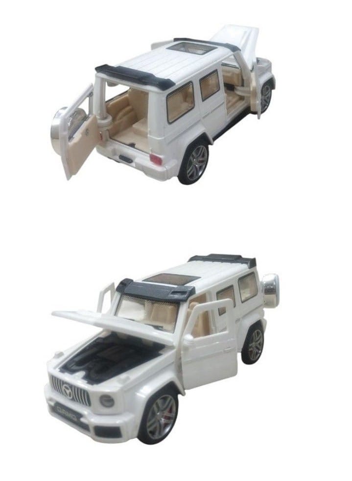 1:32 Scale Mercedes-Benz G63 AMG Diecast Plastic Pull Back Toy Car with Sound and Light for Kids and Adults (White)  - Image 1