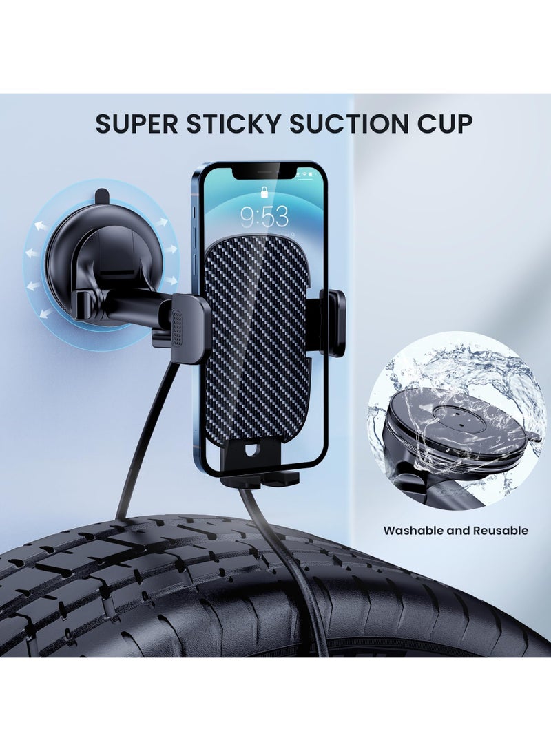 Car Phone Holder Phone Holder Fits Car Windshield Dashboard Air Vent Universal Hands-Free Car Phone Holder Fits Smartphones Apple iPhone 15 14 13 12 Pro Max Samsung Galaxy S - Image 2