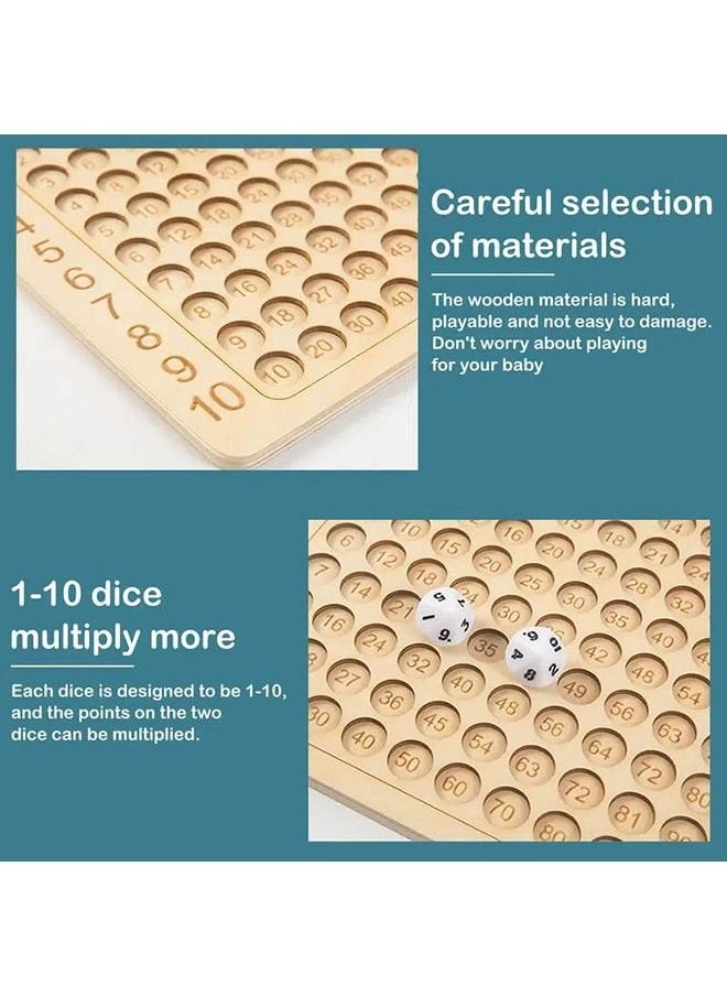 Wooden Montessori Math Multiplication Board Game Educational Board Games for Kids Preschool Funny Counting Toy for Toddlers Child