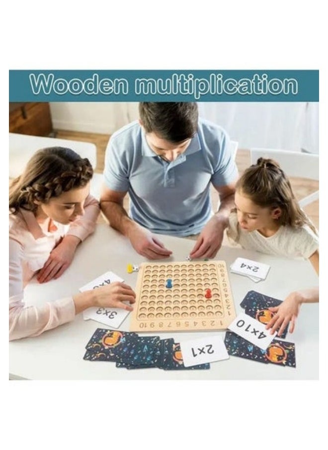 Wooden Montessori Math Multiplication Board Game Educational Board Games for Kids Preschool Funny Counting Toy for Toddlers Child