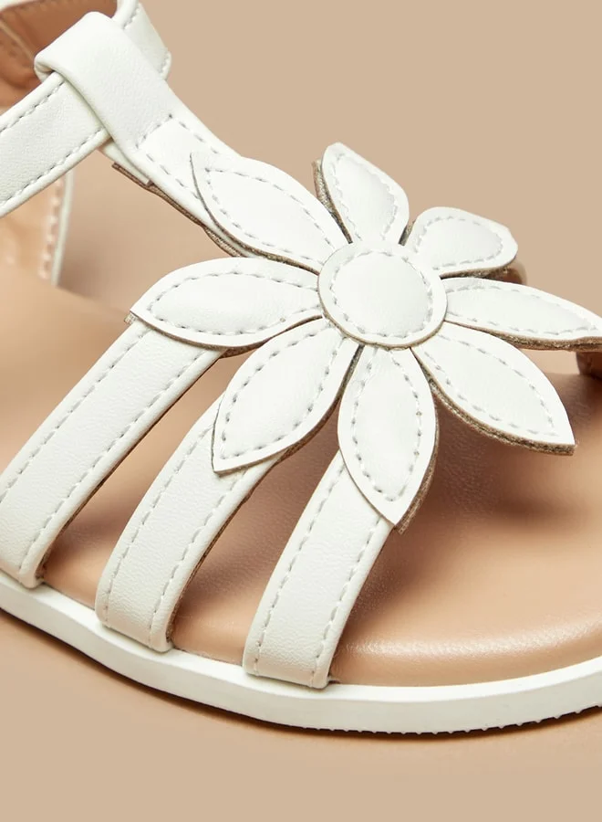 فلورا بيلا من شو إكسبرس Girl's Floral Applique Strap Sandals with Hook and Loop Closure Ramadan Collection